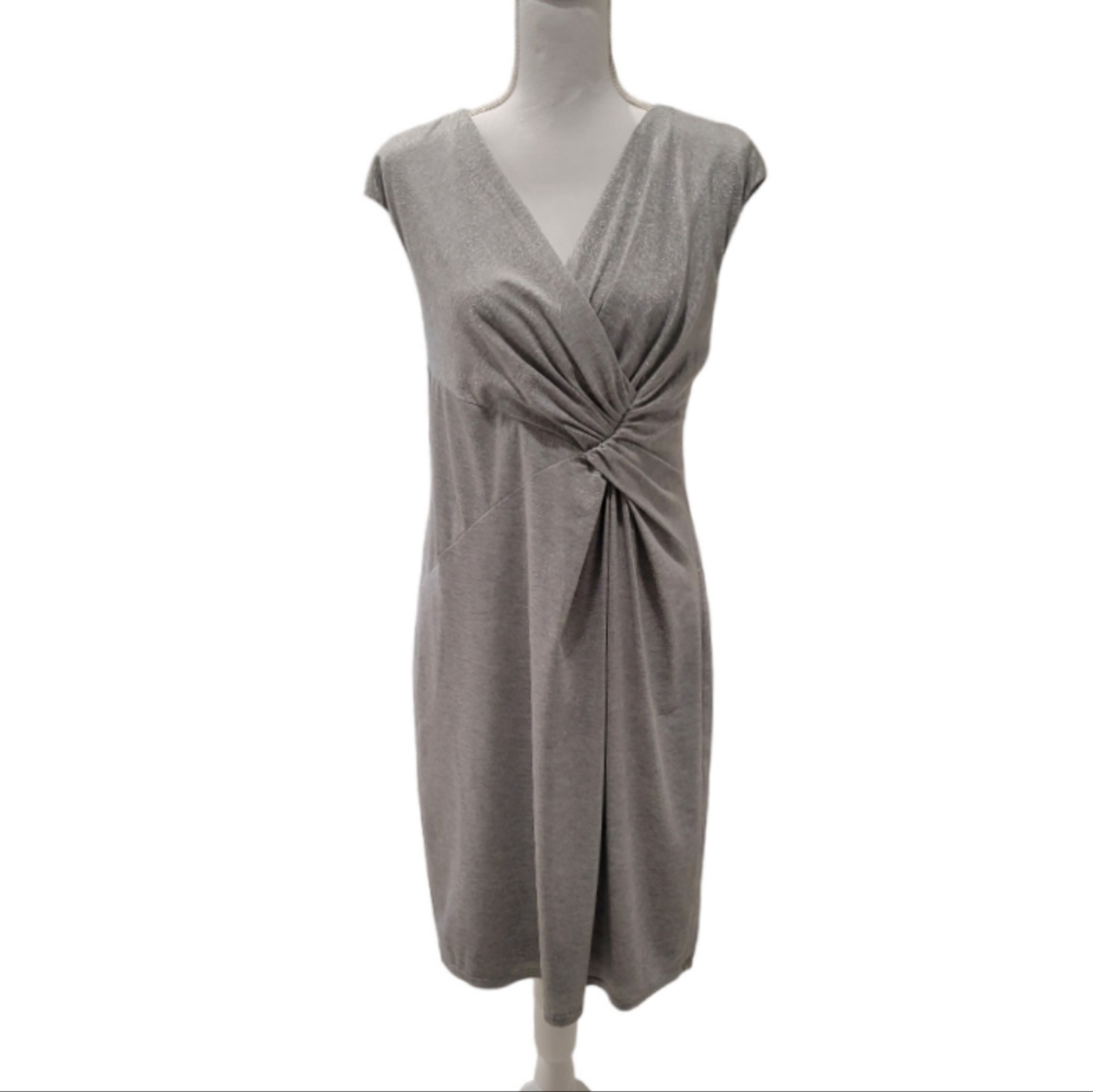 Anne Klein Silver Faux Wrap Dress